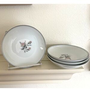 Vtg Noritake Margot 5605 Small Dessert Bowl 6" Set of 4 Rose Floral Grannycore